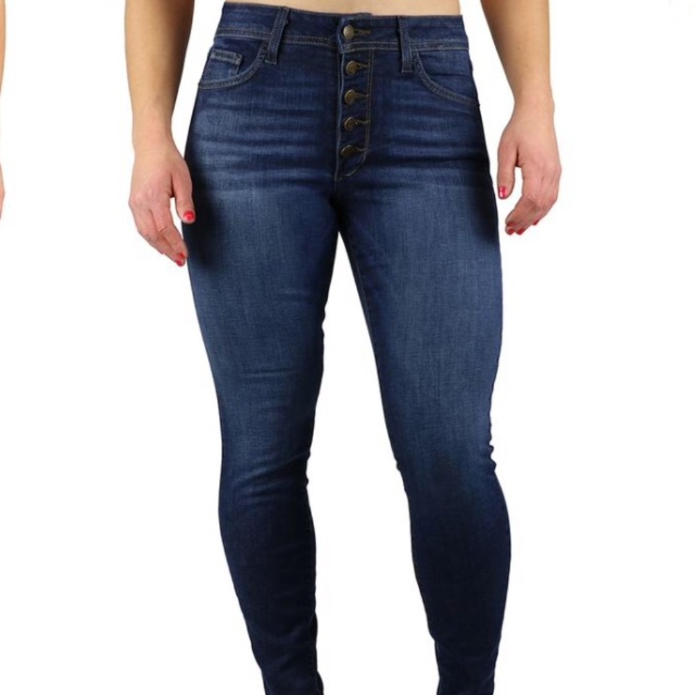 Fran denim button fly high rise skinny jean
